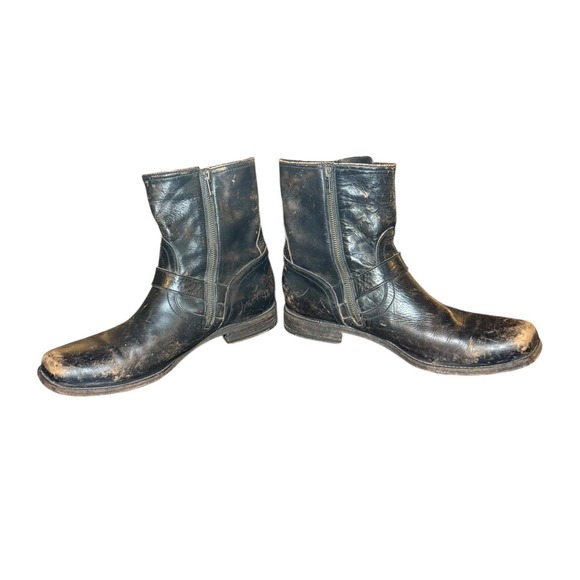 Frye Tyler Engineer Boots Mens 12 Black Leather Distressed Side Zip 3487078-BLK main image 8